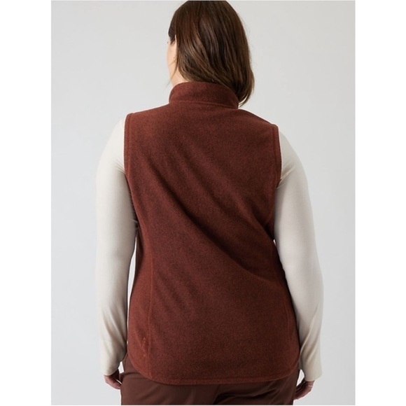 Athleta Stroll Fleece Moto Vest NWT XL Mahogany - Picture 5 of 5
